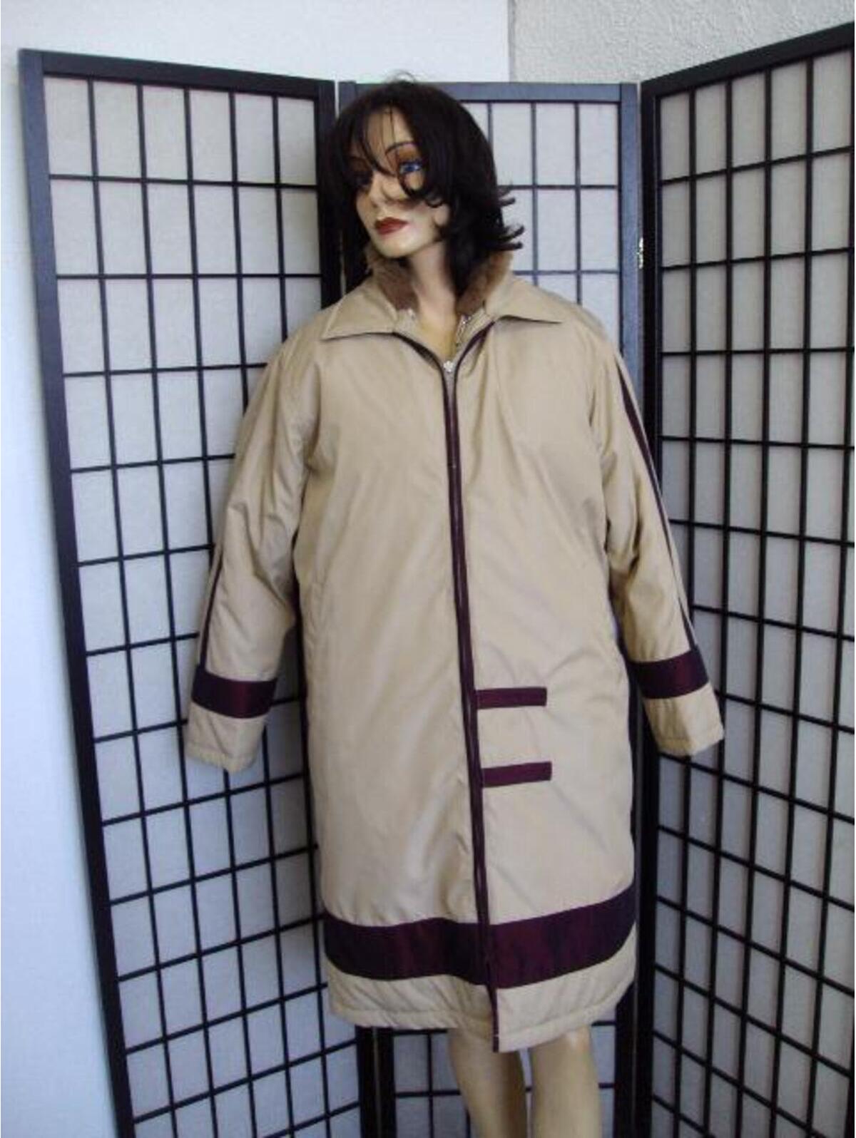 Discolored: Showroom Beige Sheared Rabbit Fur Lined Coat Women Woman Size 6 S